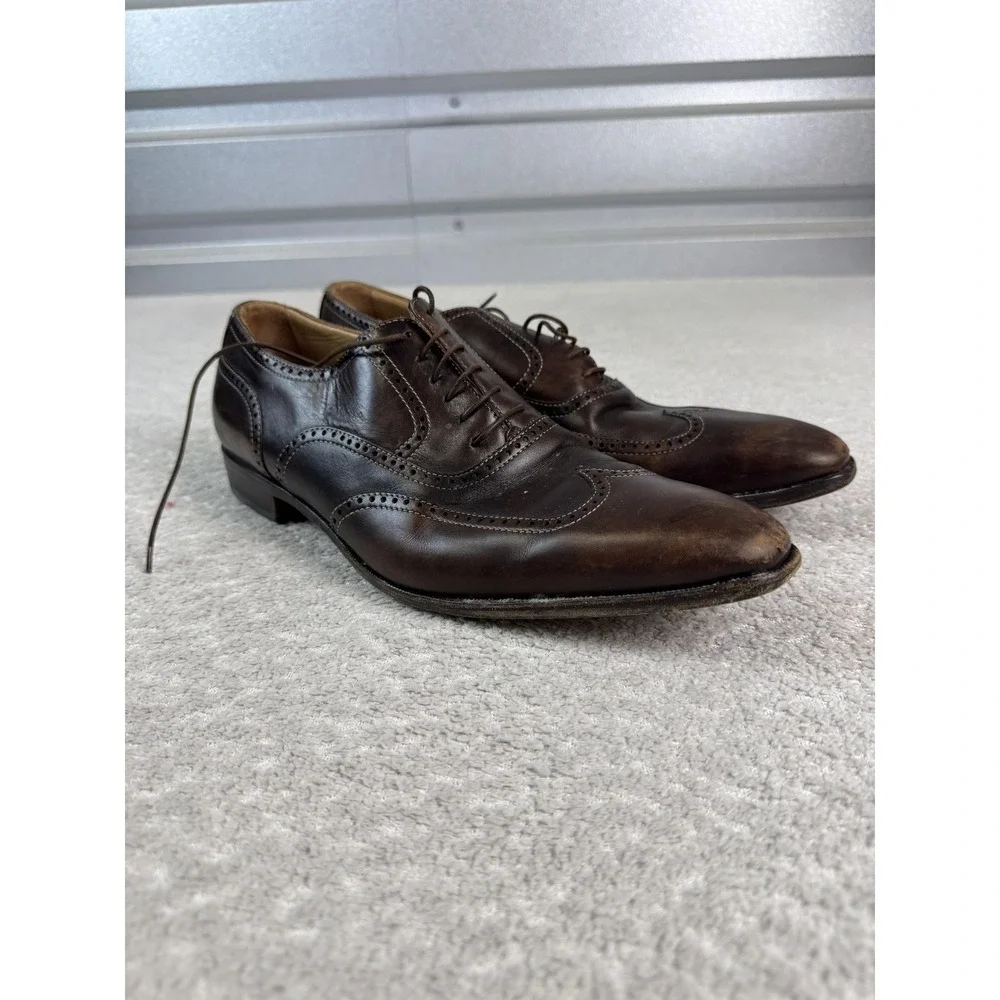 Romano Martegani Shoes Mens Size 10.5 A Brown Leather Wingtip Oxford Italy Dress